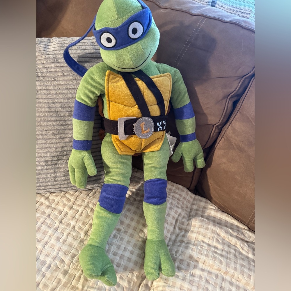 Plush  pillow buddy of Leonardo from the Teenage Mutant Ninja Turtles.